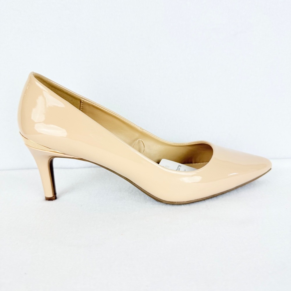 NWOB Liz Claiborne Women Gracie Nude Patent Heels Shoes Sz 9W Memory Foam